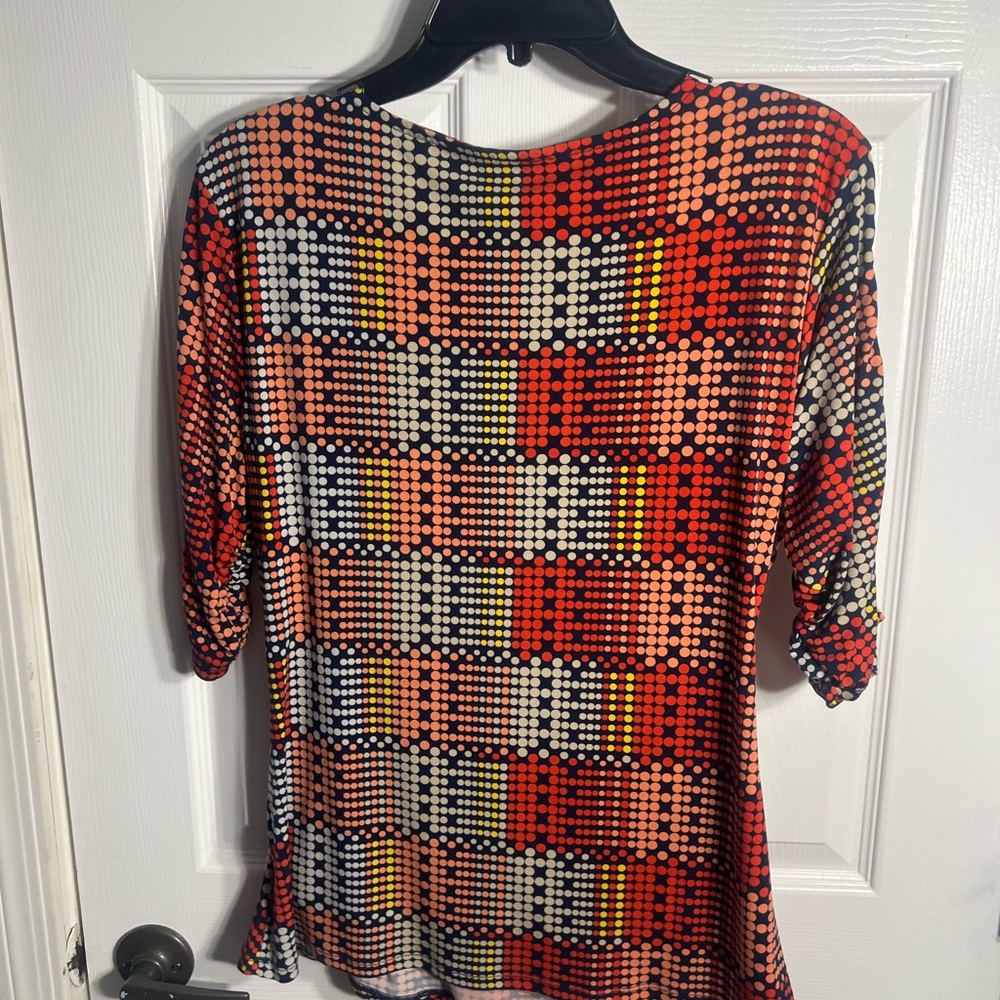 Ladies multi color cross over blouse - Picture 2 of 2
